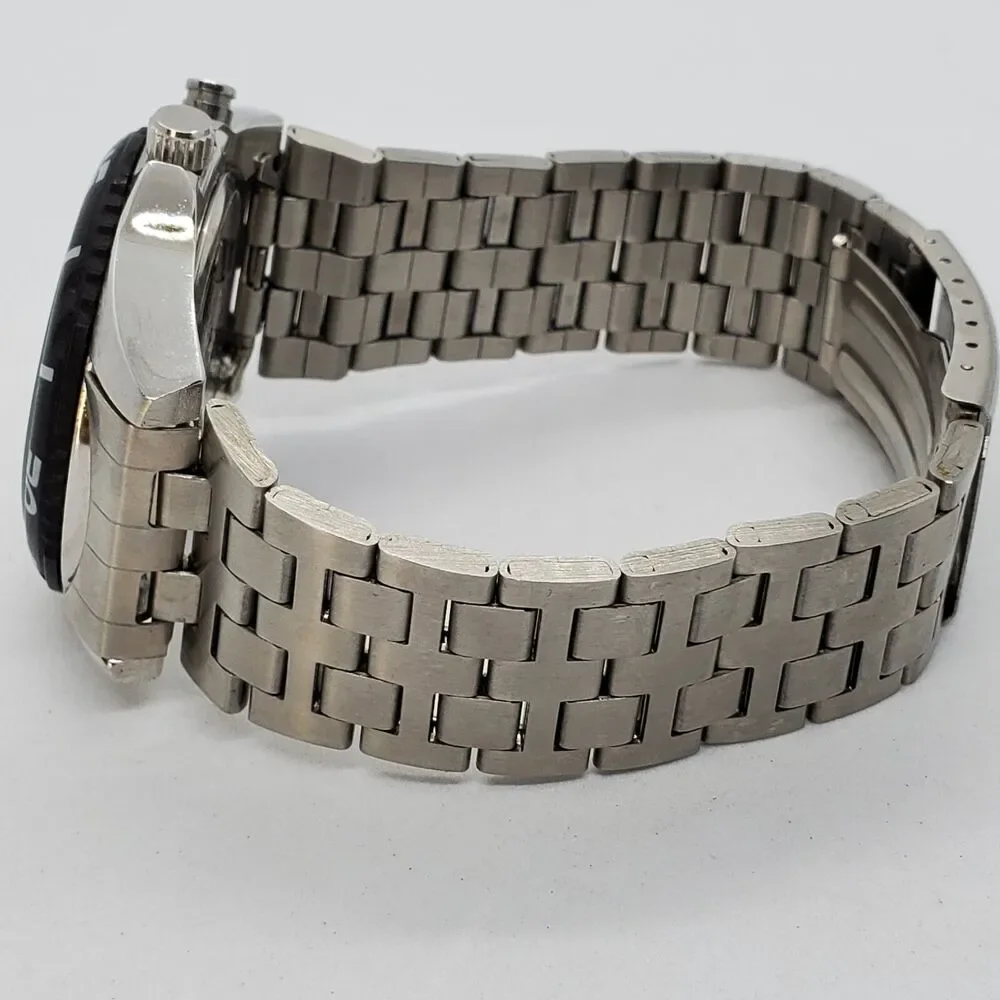 Men's Watch 41MM White Dial Black Bezel Gray Bracelet Band 8.5